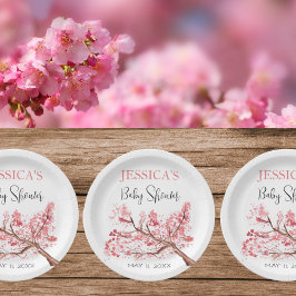 Assiettes En Carton Fleurs roses cerise Fleur rose Fille Baby shower