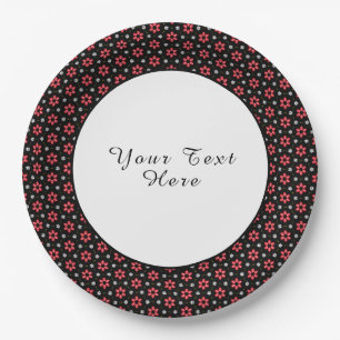 Assiettes En Carton Fleurs rouges