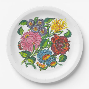 Assiettes En Carton Fleurs rustiques hongroises