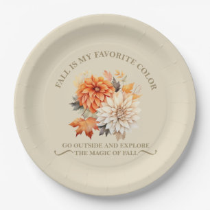 Assiettes En Carton Fleurs sauvages d'aquarelle feuilles automne citat