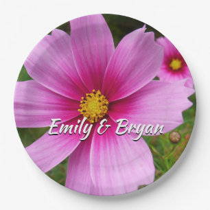 Assiettes En Carton Fleurs sauvages de cosmos rose