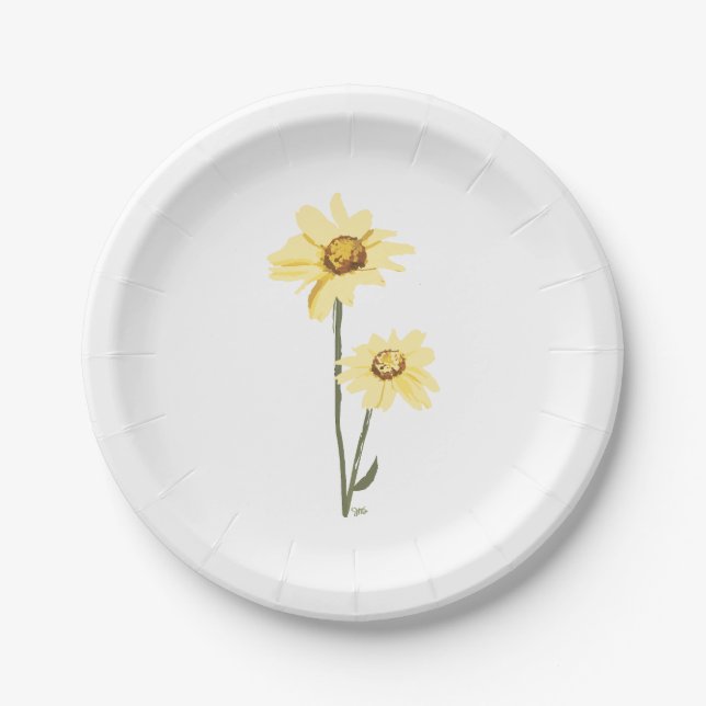 Assiettes En Carton Fleurs sauvages du Texas - Tournesol, jaune (Devant)