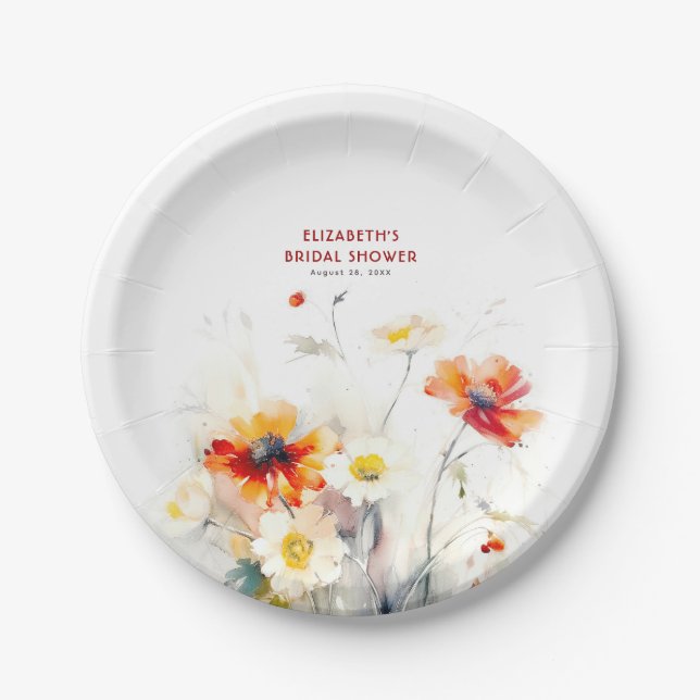 Assiettes En Carton Fleurs sauvages Élégantes (Devant)