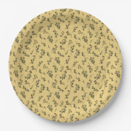 Assiettes En Carton Fleurs sauvages éparpillées sur fond jaune jonquil