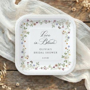 Assiettes En Carton Fleurs Sauvages Floral Square Shower de Mariée