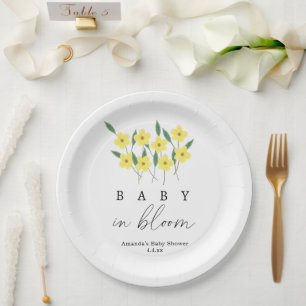 Assiettes En Carton Fleurs sauvages jaunes - Bébé en fleurs