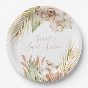 Assiettes En Carton Fleurs séchées d'anniversaire Boho Sweet 16
