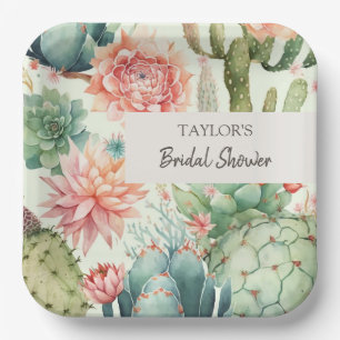 Assiettes En Carton Fleurs succulentes et cactus