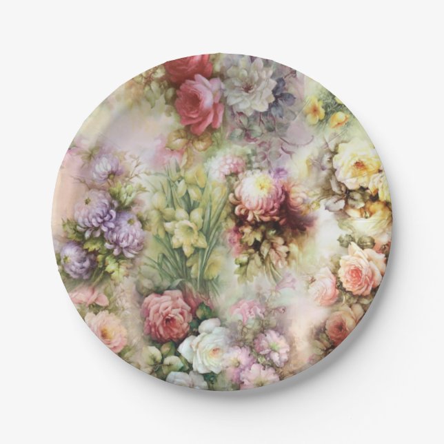 Assiettes En Carton Fleurs vintages (Devant)