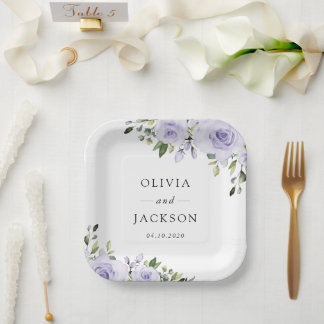 Assiettes En Carton Fleurs Violettes, Fleurs de Lilas, Mariage Floral