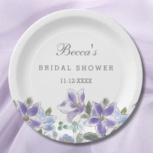 Assiettes En Carton Fleurs Violettes Lilas Floral Fête de Mariage