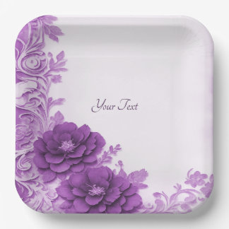 Assiettes En Carton Fleurs violettes Plaque de papier fleurie