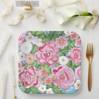 Assiettes En Carton Fleuve rose