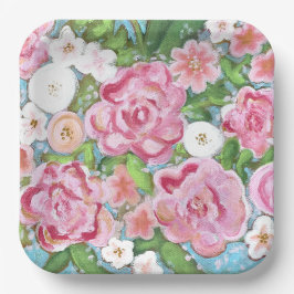 Assiettes En Carton Fleuve rose