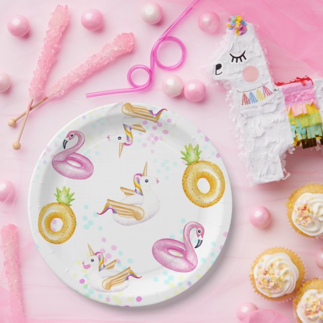 Assiettes En Carton Floatie Pool Party Anniversaire Plaques papier (Fête)