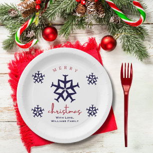 Assiettes En Carton Flocon d'avion de Noël Minimaliste Aviation