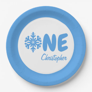 Assiettes En Carton Flocon de neige 1er anniversaire