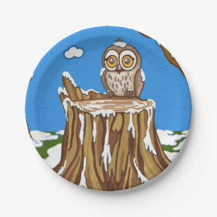 Assiettes En Carton Flocon de neige au hibou