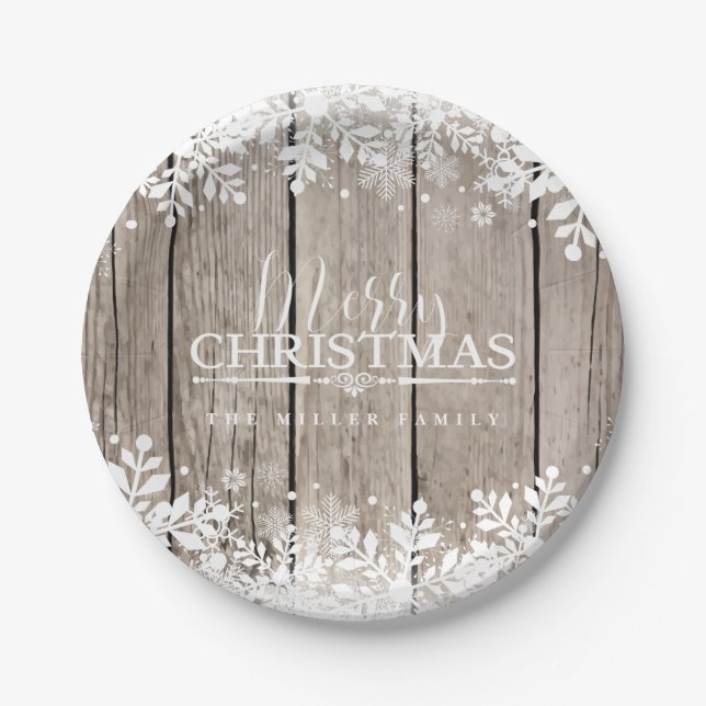 Assiettes En Carton Flocon de neige d'hiver, Noël (Devant)