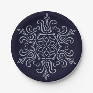 Assiettes En Carton Flocon de neige en argent orange