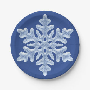 Assiettes En Carton Flocon de neige glacé bleu Icy Noël hiver