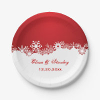 Flocon de neige rouge blanc hiver mariage moderne