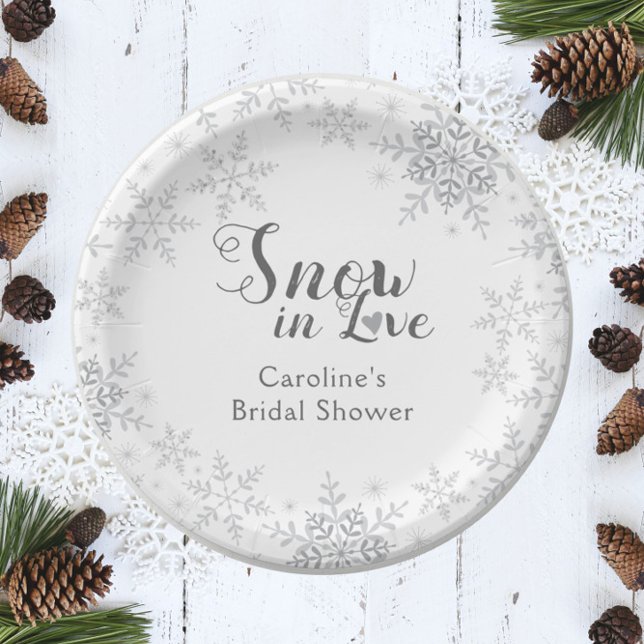 Assiettes En Carton Flocons de neige d'hiver Neige en amour Baby Showe (Créateur téléchargé)