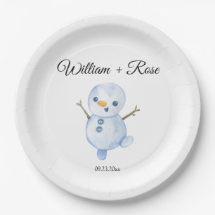 Assiettes En Carton Flocons de neige élégants d'hiver mariage