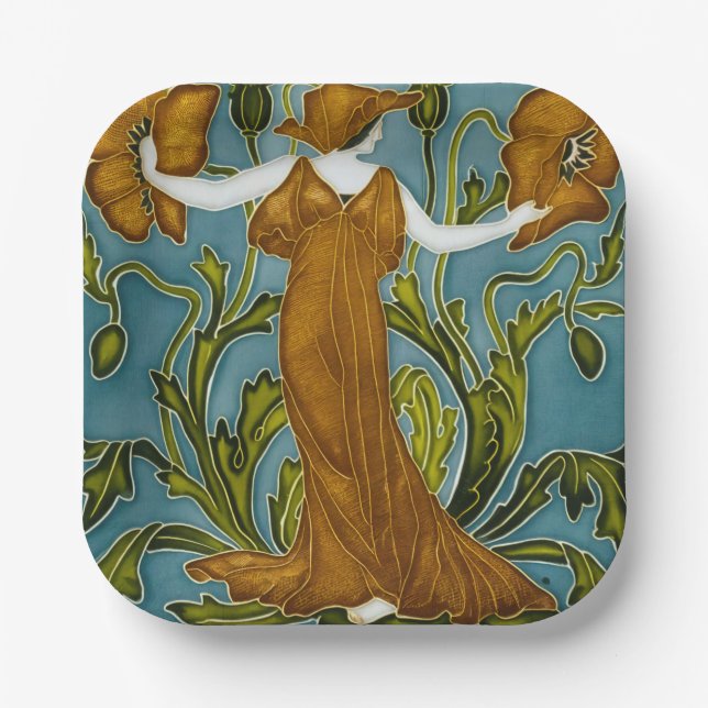 Assiettes En Carton Flora Art Nouveau de Walter Crane (Recto)
