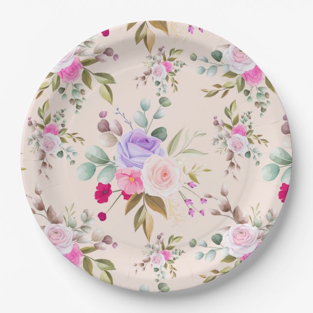 Assiettes En Carton Floral (Devant)