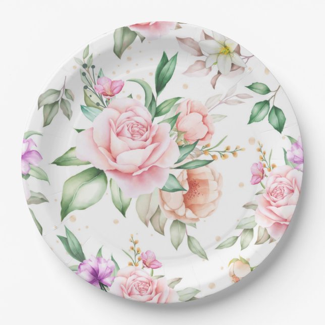 Assiettes En Carton Floral (Devant)