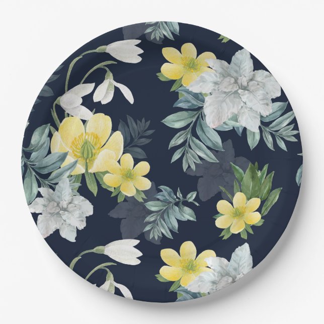 Assiettes En Carton Floral (Devant)