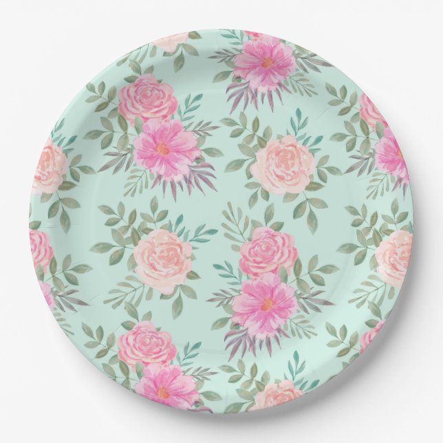 Assiettes En Carton Floral (Devant)