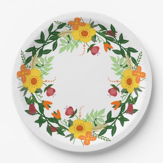 Assiettes En Carton Floral (Devant)