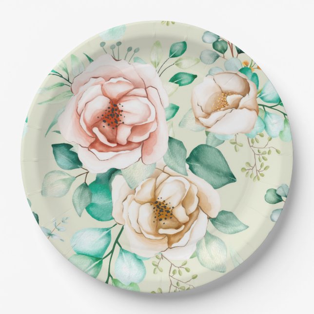 Assiettes En Carton Floral (Devant)