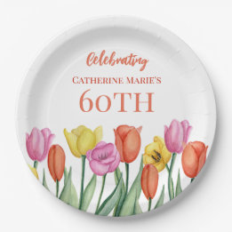 Assiettes En Carton Floral 60e anniversaire