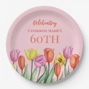 Assiettes En Carton Floral 60e anniversaire