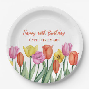 Assiettes En Carton Floral 60e anniversaire