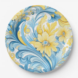 Assiettes En Carton Floral art pattern