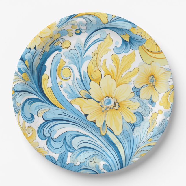 Assiettes En Carton Floral art pattern (Devant)