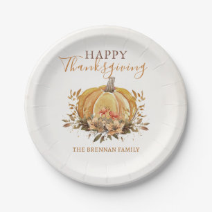 Assiettes En Carton Floral Automne Citrouille Thanksgiving Dîner