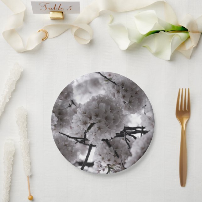 Assiettes En Carton Floral blanc (Mariage)
