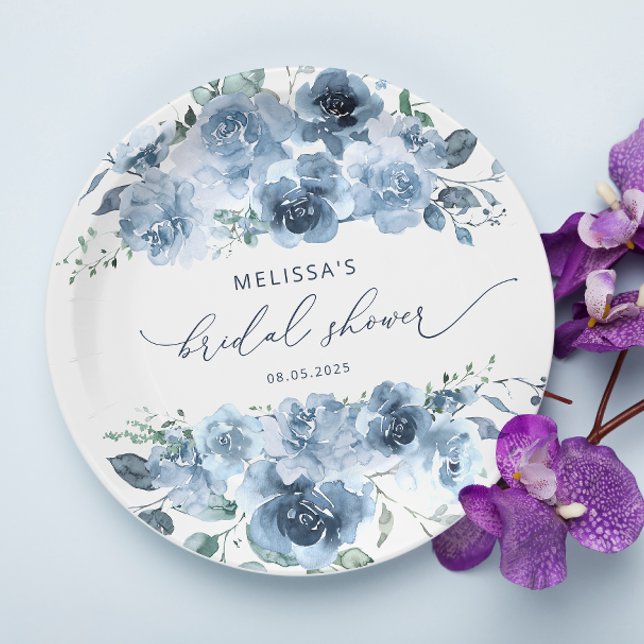 Assiettes En Carton Floral bleu et blanc (Créateur téléchargé)