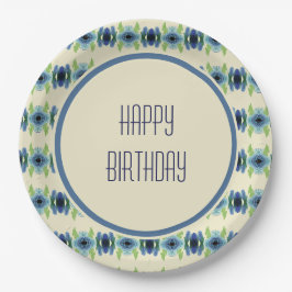 Assiettes En Carton Floral Bleu Foncé Et Clair