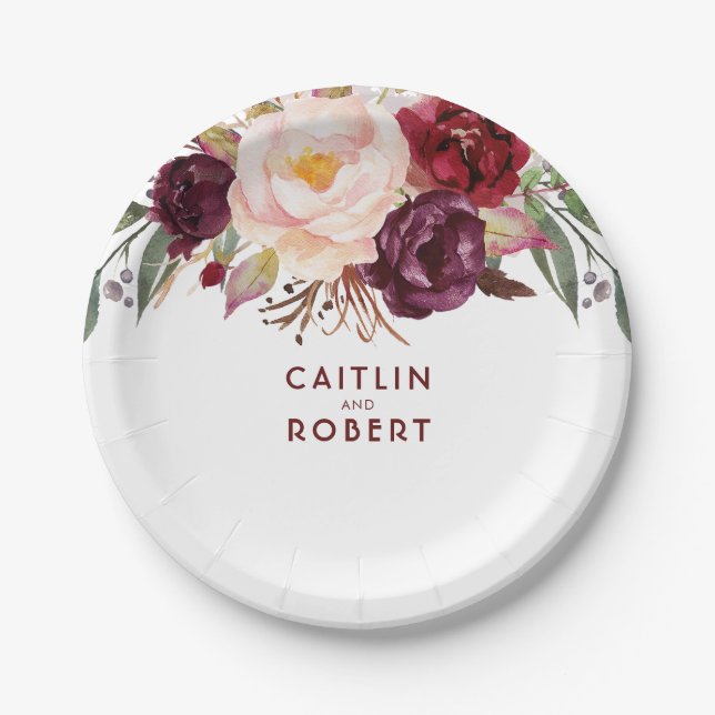 Assiettes En Carton Floral Bourgogne (Devant)