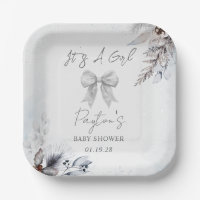 Floral Bow Winter Girl Baby shower Bienvenue