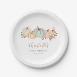 Assiettes En Carton Floral d'automne Citrouille | BABY SHOWER