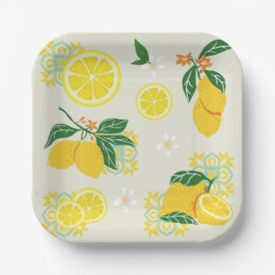 Assiettes En Carton Floral de citron