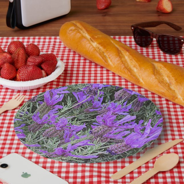 Assiettes En Carton Floral de lavande violette espagnole fleurit (Pique-nique)