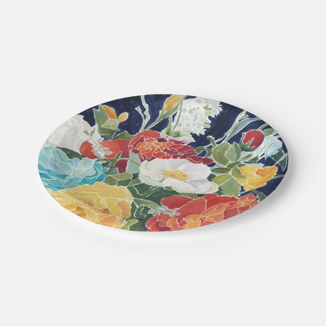 Assiettes En Carton Floral de minuit I (Angle)